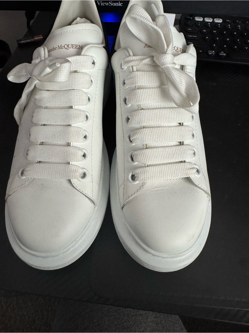 Alexander McQueen White Leather Low-Top Sneakers